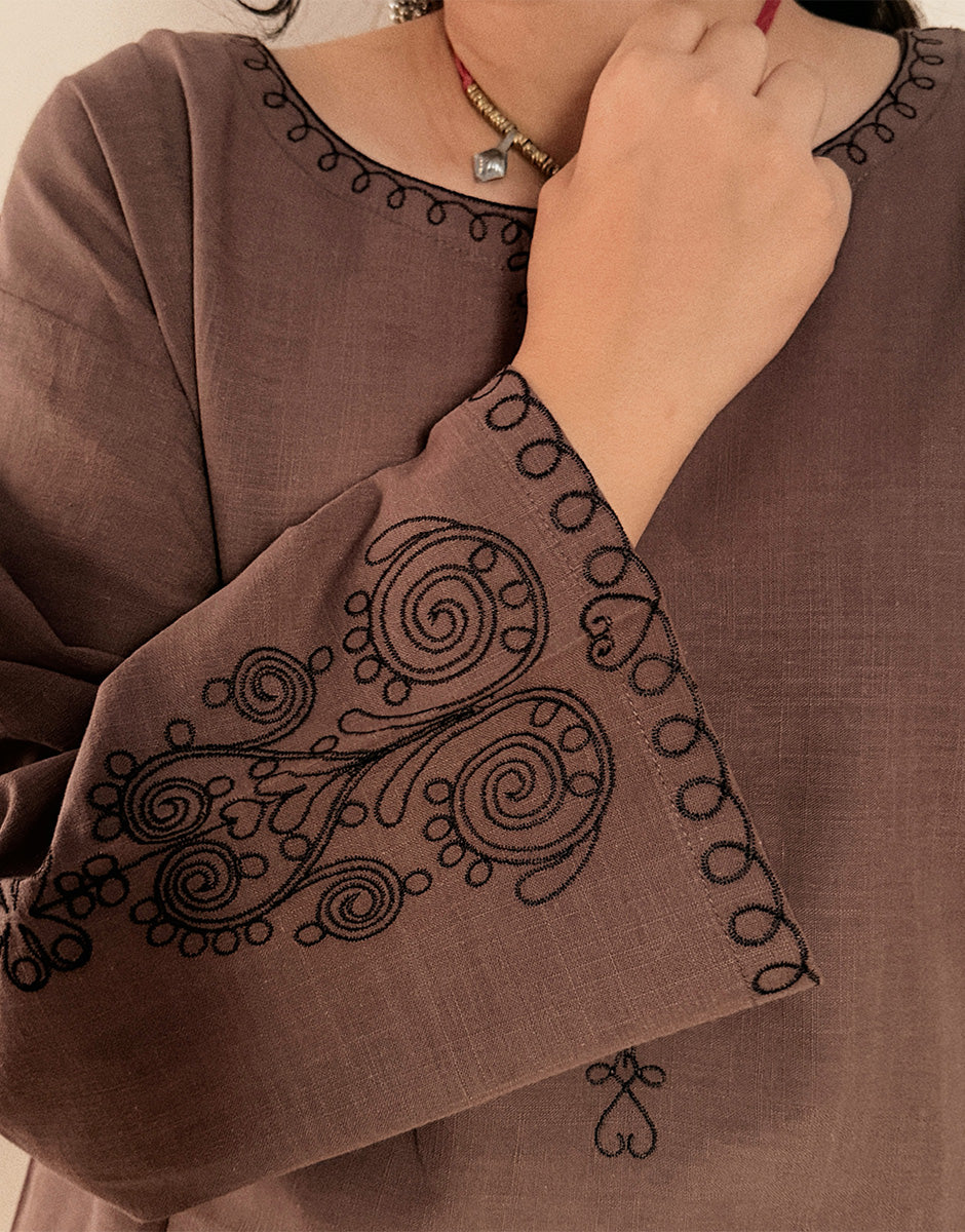 Walnut - Embroiderd Kurta